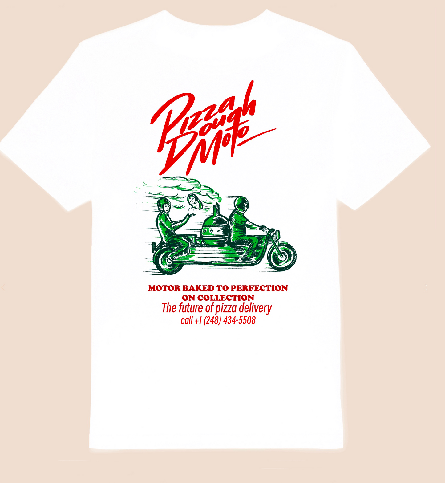 Pizza Dough Moto T-shirt - White