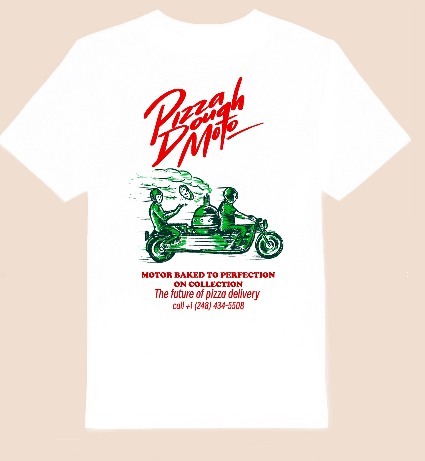 Kids Pizza Dough Moto T-shirt - White