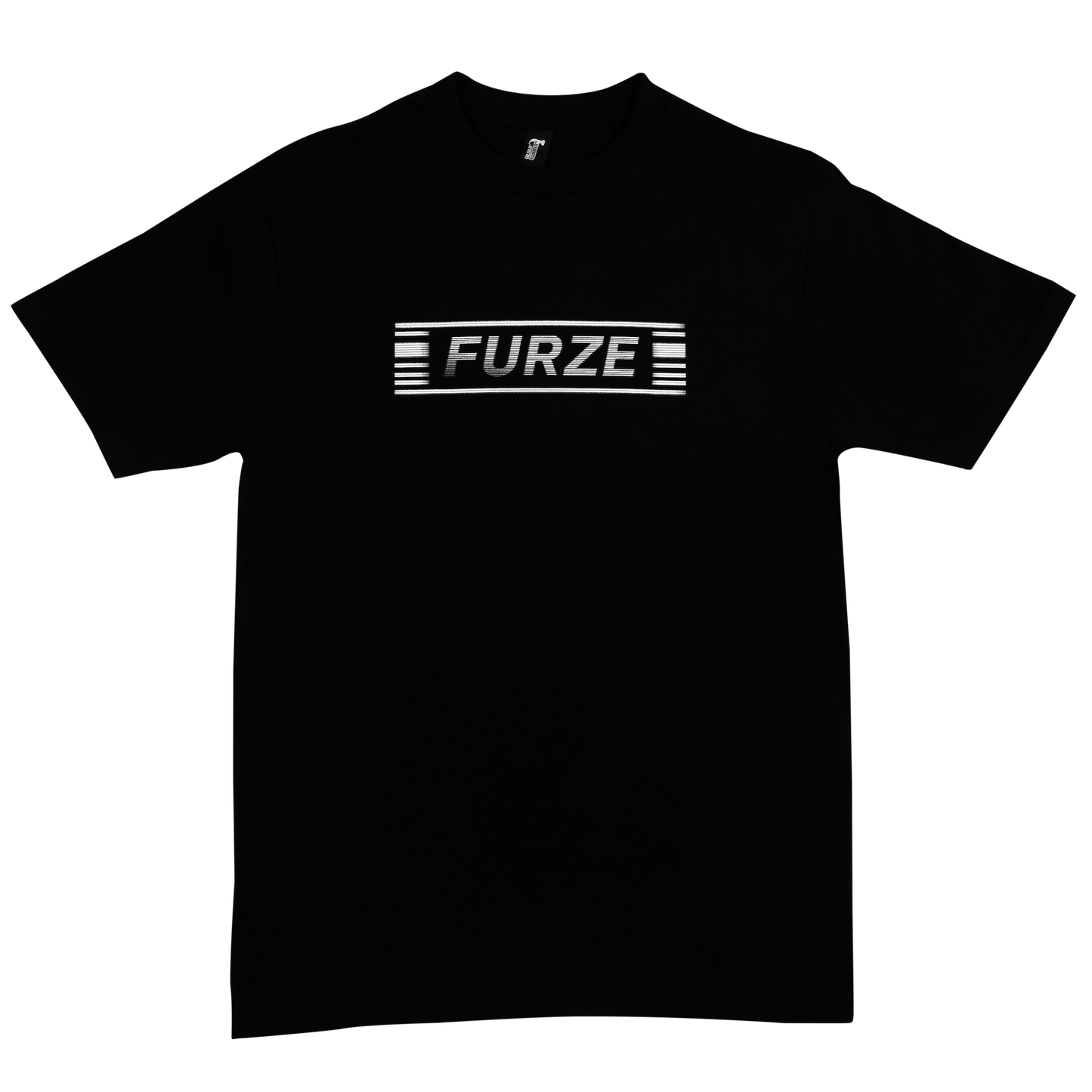Black t-shirt with 'FURZE' logo